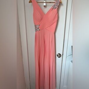 Formal Coral Dress with Crystal Detailing